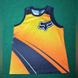 Fox Racing Tank Top Vintage Y2K Orange Motocross Bmx Skater Sleeveless Shirt